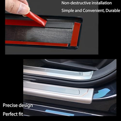 4 PCS Stainless Steel Chrome Silver Door Sill Protector Trims for Toyota RAV4 2019-2022 2023 2024,Outside Door Sill Scuff Plate Guard Cover Trim Door Sill Decorative Decals