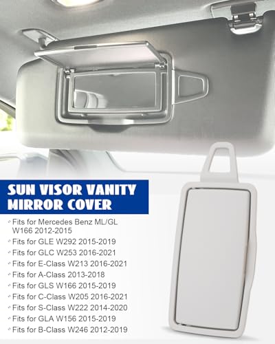 ANODZU Left Driver Sun Visor Vanity Mirror Cover Fit for Mercedes Benz, for W166 X166 W292 W205 W253 C GLC M Class 2015-2021, Front Illuminated Makeup Mirror Cap, Gray