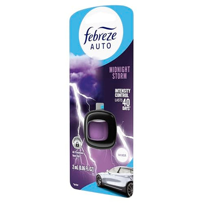 Febreze AUTO Air Freshener, Odor-Fighting Automotive Vent Clip, Midnight Storm Scent, 8 Count