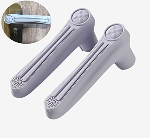Door Levers Handle Cover, 2 PCS Anti-Collision Anti Static Electricity Door Handle Silicone Protective Cover for Children protectoin (Grey) - color: Grey