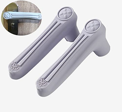Door Levers Handle Cover, 2 PCS Anti-Collision Anti Static Electricity Door Handle Silicone Protective Cover for Children protectoin (Grey) - color: Grey