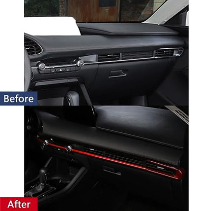 Car Accessories Fit for 2019 2020 2021 2022 2023 2024 2025 Mazda 3 Axela Inner Dashboard Center Console AC Air Vent Outlet Cover Trim (Red) ABS 4 PCS - color: Red