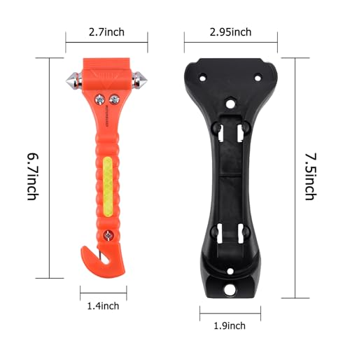 MOTORBUDDY 4-Pack Emergency Escape Hammer Seat Belt Cutter,Auto Car Safety Hammer with Window Glass Breaker，Escape Tool for Car Accidents - color: Red