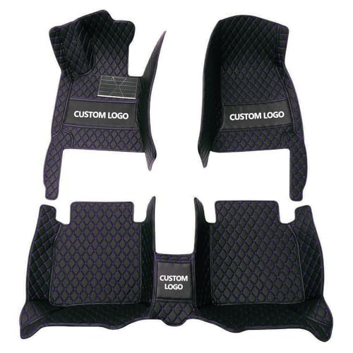 Custom Floor Mats for Cars，Luxury Full Coverage All Weather Car Floor Mats，Leather Car Mat Set ， Floor Mats for 99% of Cars, Trucks & SUVs (Black Purple) - color: Black purple