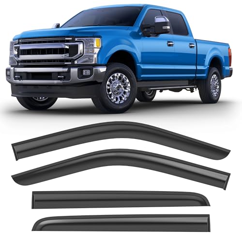 Shatterproof Taped-On Window Deflectors for 2017-2025 Ford F250 to F550 Super Duty Crew Cab, Rain Guards, Window Visors for Cars, Vent Deflector, 4pcs - size: For 17-25 F250-F550 Super Duty