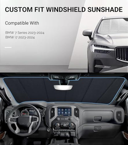 Pigenius Windshield Sun Shade for BMW 7 Series Sedan & i7 (G70) 2023-2026, Fits 740i 750i i7 M70 M760e, Reflective Aluminum Film Front Window Sunshade - size: 2023-2024 7 Series/I7
