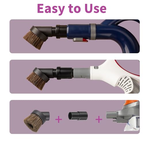 3Pcs 39mm Soft Horsehair Vacuum Brush Attachments with 2 Vacuum Hose Adapter for Shark Vacuum Attachments and Miele Vacuum Attachments and for Most Household Vacuum Cleaner - style: 3-Pcs