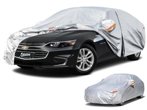 Kayme 6 Layers Car Cover Custom Fit for Chevrolet Chevy Malibu (1997-2025) Waterproof All Weather for Automobiles, Outdoor Full Cover Rain Sun UV Protection.Silver - size: 17. Custom Fit Chevrolet Malibu
