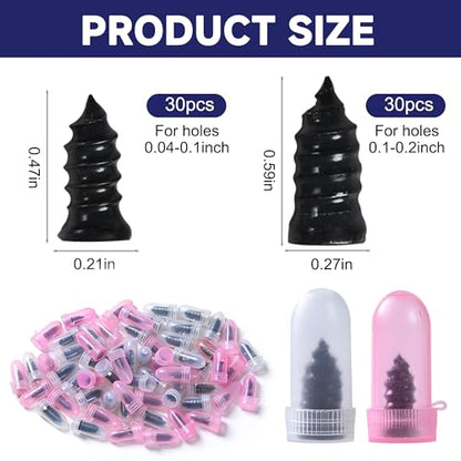 60 Pcs Tire Repair Screws, Tire Patch Kit, Screw in Tire Plugs,Quick Tool Tire Plugs, Self-Service Tire Repair Rubber Nail Kit for Patching Punctures in Vacuum Tires of Cars, Motorcycles (60)