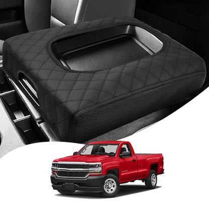 Autorder Center Console Cover for 2014-2018 Chevy Silverado/GMC Sierra Accessories Armrest Cover Anti-Scratch Middle Console Pad Leather Armrest Protector(ONLY for Split Bench Seat Console) - size: 14-18 Chevy Silverado Split Bench Seat