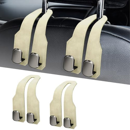 Car Seat Headrest Hooks for Purses and Bags, 2 Pack Bag Purse Holder for Car with Double Metal Hooks, Car Purse Hanger, Headrest Back Seat Handbags Hook Cute Hanging Accessories, Beige - color: Beige 2pcs
