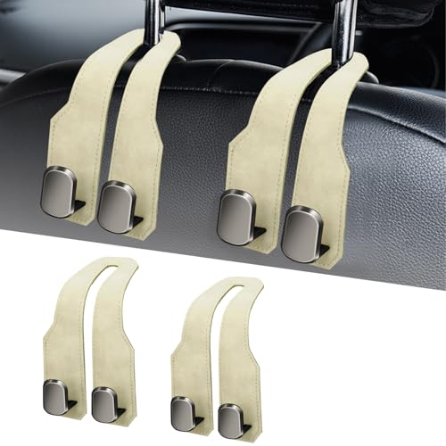 Car Seat Headrest Hooks for Purses and Bags, 2 Pack Bag Purse Holder for Car with Double Metal Hooks, Car Purse Hanger, Headrest Back Seat Handbags Hook Cute Hanging Accessories, Beige - color: Beige 2pcs