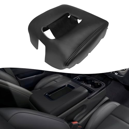 Priprilod Leather with Black Stitch Center Console Leather Lid Armrest Cover Replacement Black（#H3B or 4AA or H0U） Compatible with Chevy Silverado GMC Sierra 2014 2015 2016 2017 2018 - color: Black with Black Stitch