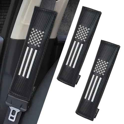 KAELTHAS 2 PCS Car Seat Belt Cover Pad Cushions Comfortable Driving Interior Accessories for Car SUV Truck Tractor Golf Cart UTV (Carbon Fiber with USA Flag) - style: Carbon Fiber with USA Flag
