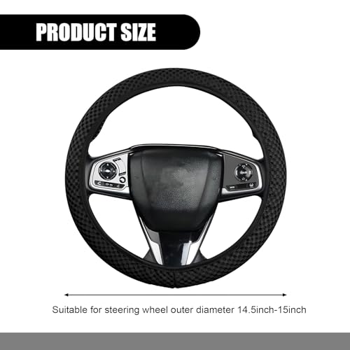 Tesnaao Pack-1 Car Steering Wheel Cover, Ice Silk 3D Massage Mesh Breathable Without Inner Ring Steering Wheel Cover, Elastic Easy Grip Anti-Slip Protector for 14.5"-15", Universal for Cars (Black)