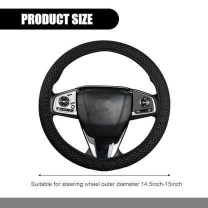Tesnaao Pack-1 Car Steering Wheel Cover, Ice Silk 3D Massage Mesh Breathable Without Inner Ring Steering Wheel Cover, Elastic Easy Grip Anti-Slip Protector for 14.5"-15", Universal for Cars (Black)