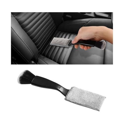 Osilly 3PCS Car Interior Detail Dust Brush Kit, 2PCS Curved Soft Vehicle Bristle Brushes & 1PC Dual Head Duster, Automotive Interior Cleaning Accessory for Dash Air Vents, Universal Fit