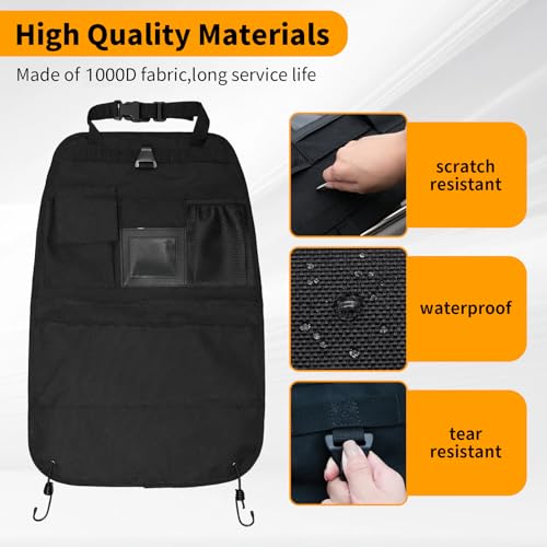 Car Seat Back Organizer with Multiple Pockets and Hook - color: black
