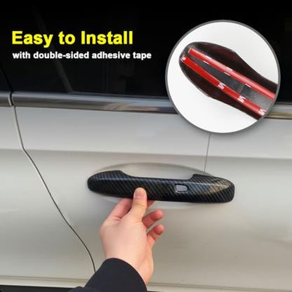 Car Door Handle Cover fit for Mercedes Benz C E S GLC GLE Class W205 W213 X253 W222 C292 W167 W177 2016-2022 – ABS Carbon Fiber Protector, 4PCS Trim Accessories Compatible Left Right Side
