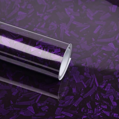 Lypumso Purple Forged Carbon Fiber Vinyl Wraps, Adhesive Wrap Vinyl Roll for Full Car Wraps, Auto Interior Stickers Sheets Films Wraps Without Bubble for DIY Use 1ft x 5ft - color: Purple Forged Carbon, size: 1ft x 5ft