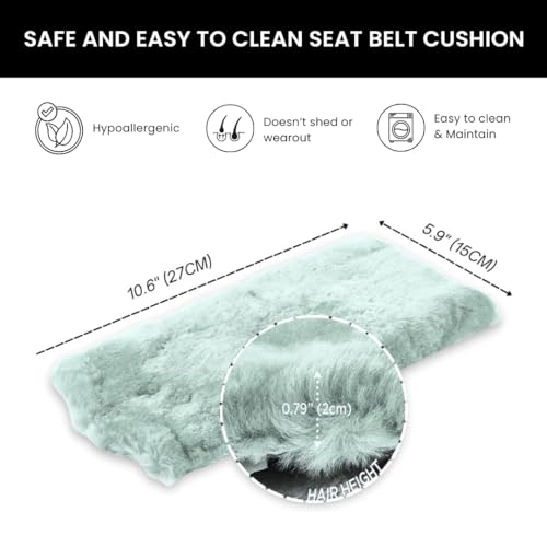 Andalus Genuine Sheepskin Car Seat Belt Cover Pad – Soft Fuzzy, Comfy Fluffy Seatbelt Covers, Shoulder Pad Neck Cushion Protector, Car Accessories for Woman, Man, Girl (Mint Green, 2-Pack) - color: Mint Green