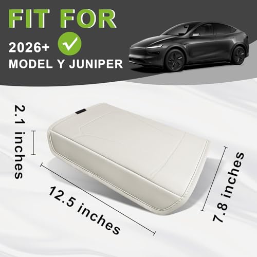 BestEvMod Center Console Armrest Pad Cover Compatible with Tesla Model Y Juniper 2026 2025 Extra Soft Microfiber Vegan Leather Protector Seat Armrest Cover OEM Style (White) - color: White-Regular, size: Juniper