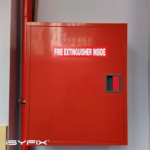 iSYFIX Fire Extinguisher Inside Sticker Sign – 10 Pack 9x1.7 Inch – Self-Adhesive Reflective Vinyl Decals, Laminated UV, Weather, Scratch, Fade Resistance, for Cars, Trucks, Trailers & Vehicles - color: Red Reflective, size: 9x1.7 (10 Pack)