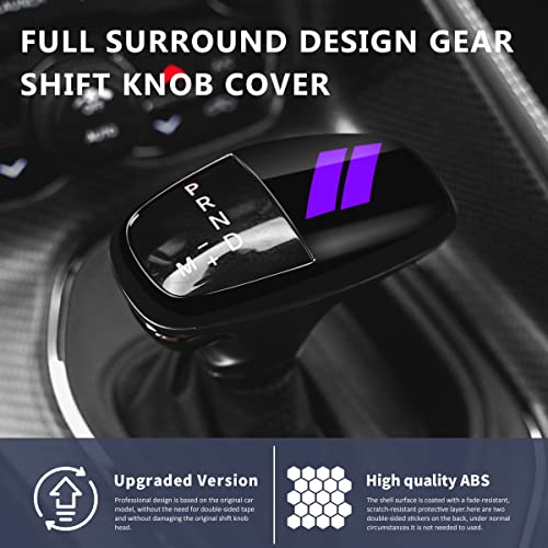 auovo Gear Shift Knob Trim Compatible with Dodge Charger Accessories 2015-2023 Challenger 2015-2024 / Durango 2016-2026 (Black-Purple) - color: Black-Purple