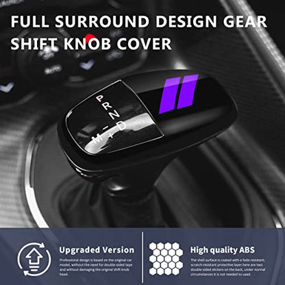 auovo Gear Shift Knob Trim Compatible with Dodge Charger Accessories 2015-2023 Challenger 2015-2024 / Durango 2016-2026 (Black-Purple) - color: Black-Purple