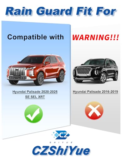 Tape-on Rain Guards Fit for Hyundai Palisade 2020-2025 SE SEL XRT Extra-Thick Window Rain Guard Window Deflectors Window Vent Visors Vent Shades Exterior Car Accessories-4PCS - size: Fit for 2020-2025 Hyundai Palisade