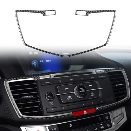 Carbon Fiber Stickers Car Center Console Air Vent Cover Decals Car Interior Trim Compatible with Honda Accord 2013 2014 2015 2016 2017 9th Gen Accessories Air Outlet Cover - color: Black 57