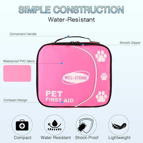 Pet First Aid Kit - Vet-Approved Survival Essentials for Dogs & Cats | Immediate Care Emergency Supplies with Trauma Pad, Tweezers & Bandages | Compact Travel Kit for Home, Camping, Car