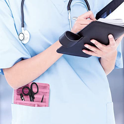 ASA TECHMED Nurse Pocket Organizer, Nylon 5 Pocket Nurse Scrub Organizer, 6 Inch x 5 inch, Pink - color: Pink