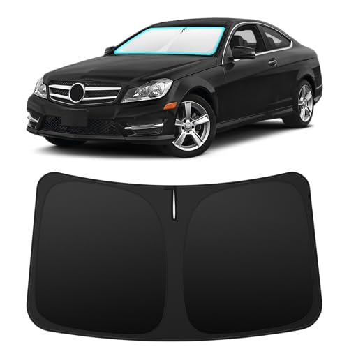 INSAUTO Custom Fit Windshield Sun Shade Accessories for Mercedes-Benz C-Class 2008-2014, Foldable Front Window Sunshade, UV & Heat Reflector, Keeps Interior Cool, Includes Storage Bag - size: for 2008-2014 Mercedes-Benz C-Class