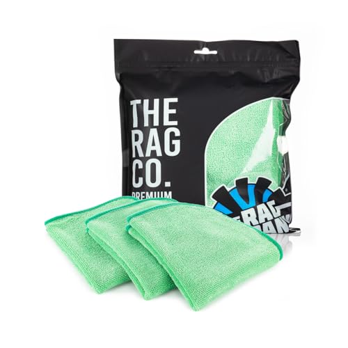 The Rag Company - Premium FTW Microfiber Cleaning Towels for Glass, Windows, Mirrors, Polished Surfaces - Streak-Free, Scratchless, 16" x16”, Green, 3-Pack - color: Green