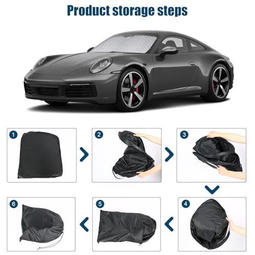 6 Layers Custom Fit Windshield Sun Shade for 2020-2025 Porsche 911, Foldable Car Sunshade with Storage Bag, Heat Reflective & UV Protection - size: 2018-2025 Porsche 911/992