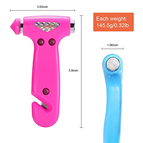 THINKWORK Window Breaker - Pink-Blue Car Safety Hammer Gift for Lady and Men, Three-in-One Emergency Escape Tool with Seat Belt Cutter, Safety Emergency Car Escape Tool for Family, Women, Children - color: Pink&blue