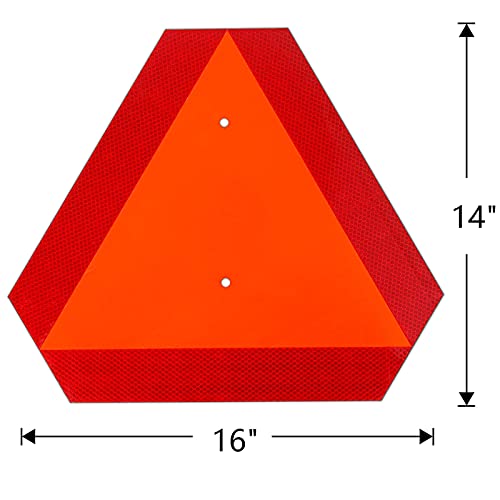 2PACK Reflective Slow Moving Vehicle Sign,Slow Moving Vehicle Triangle - 14"x16" 80 Mil thick Engineering Grade Plastic SMV Sign for Tractor,Golf Cart,Farm Equipment, UTV, Easy Installation - style: 2pcs