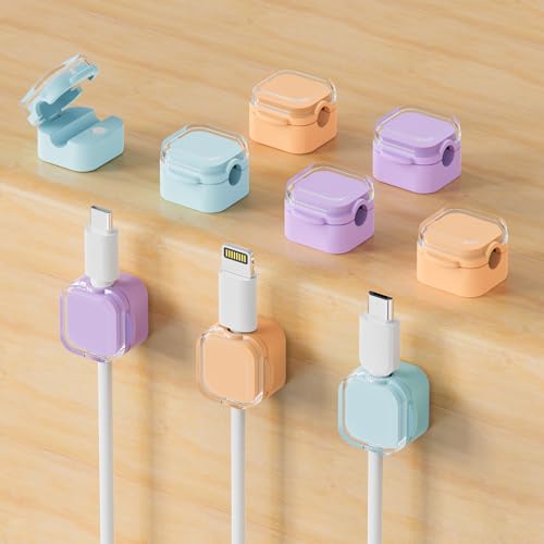 9-Pack Magnetic Cord Holder，Magnetic Cable Clips Strong Adhesive Desk Cable Management ，Cable Management Cord Holder Organizer for Home Office Desk Phone Car Wall Desktop Nightstand (Multicolor) - color: Multicolor