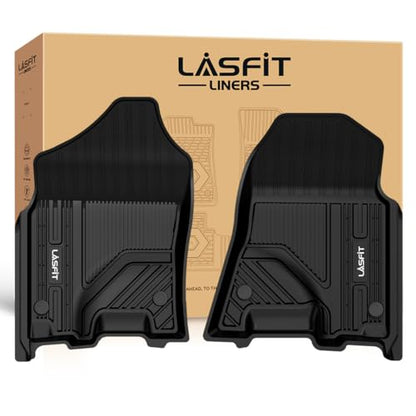 LASFIT Floor Mats for Ram 1500 2019-2024 Crew Cab and Quad Cab Front, Bucket Seat, All Weather TPE Custom Fit Car Mats Truck Front Liners 1st Row Only, Black - style: 1) 1500 | 2019-2024 | Crew Cab Front Floor Mats