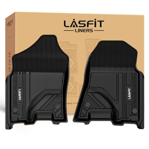 LASFIT Floor Mats for Ram 1500 2019-2024 Crew Cab and Quad Cab Front, Bucket Seat, All Weather TPE Custom Fit Car Mats Truck Front Liners 1st Row Only, Black - style: 1) 1500 | 2019-2024 | Crew Cab Front Floor Mats
