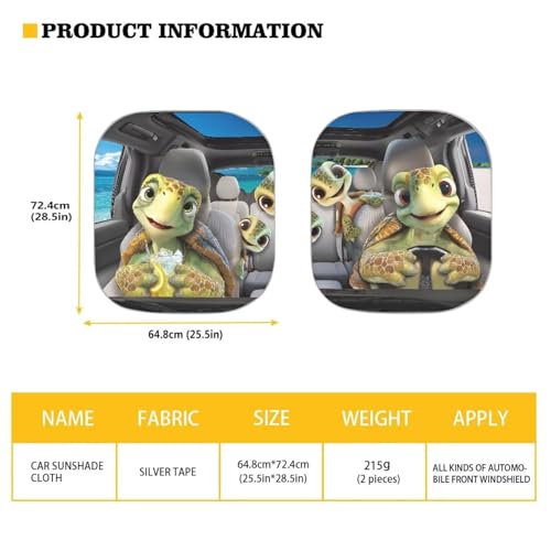 Car Windshield Sunshades,Cartoon Turtles Print 2 PCS Shade Reflective UV Rays Protector Keep Cool Visor Cover Foldable Retractable for Car Truck SUV - color: Cartoon Turtles