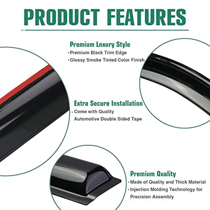 4 Pieces Tape-on Extra Durable Rain Guards Fit for 2025 2026 Toyota 4Runner,Window Deflectors,Window Visors (Smoke Black)