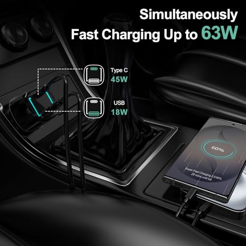 45W Super Fast USB C Car Charger and Wall Charger Block for Samsung S26/S25 Ultra/Plus/S24/S23/S22/Note 20/W25, iPhone 17 Pro Max, Galaxy Tab S10+/S9 PPS Type C Fast Charging with 2 Pack 6.6ft Cable