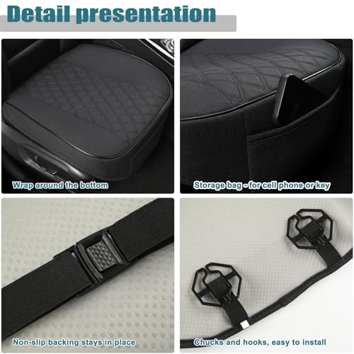 West Llama Linen Front Car Seat Cover Protector Anti-Slip Bottom Seat Cover Fits 95% of Vehicles,Wrapping Around The Bottom,Diamond Pattern(Black-2Pcs) - color: Diamond Pattern-Black, size: 2pc