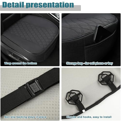 West Llama Linen Front Car Seat Cover Protector Anti-Slip Bottom Seat Cover Fits 95% of Vehicles,Wrapping Around The Bottom,Diamond Pattern(Black-2Pcs) - color: Diamond Pattern-Black, size: 2pc