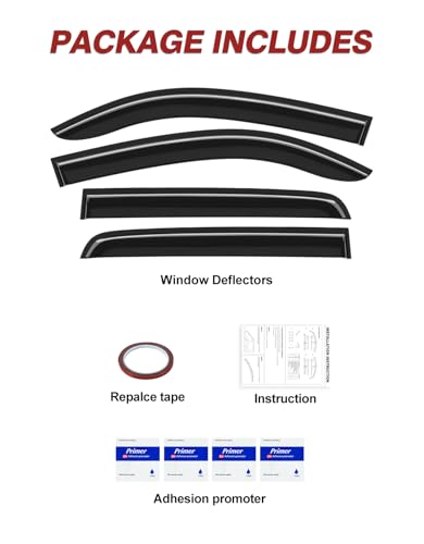 Outside-Mount Window Rain Guards Fit for 2016-2023 Toyota Tacoma Double Cab, Extra Durable Window Visors Wind Deflector Dark Smoke Vent Shades Car Tape-on with Thicker 4PCS - size: Fit for 2016-2023 Toyota Tacoma