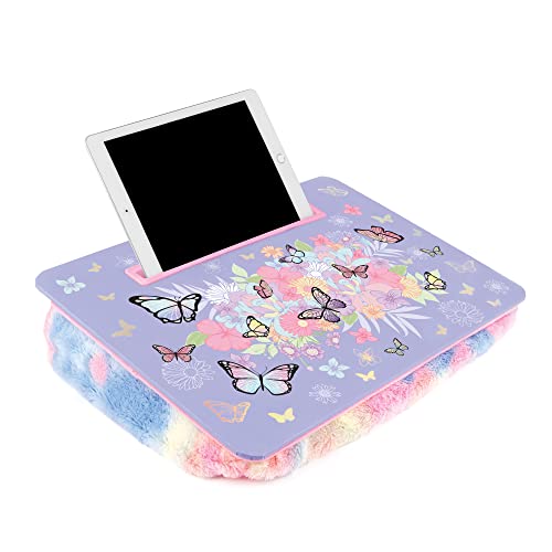 3C4G THREE CHEERS FOR GIRLS Butterly Lap Desk-Lap Desk with Cushion for Kids - Large Laptop Surface with Cushion - KidsTravel Tray for Car with Storage for Tables, Pens & More