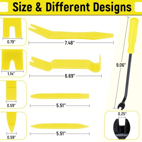 BFXM 5PCS Auto Trim Removal Tool kit, Car Clip Pry Tools Kit No Scratch Plastic, Car Door Panel Rivet Pliers Tool Kit, Automotive Interior Fastener Puller Remover Body Repair Set for Car (Yellow) - color: Yellow