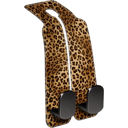 1 Pack Car Seat Headrest Hooks for Purses and Bags Abstract Brown and Black Leopard Bag Purse Holder for Car with Double Metal Hooks Car Purse Hanger Hanging Accessories - color: Abstract Brown and Black Leopard